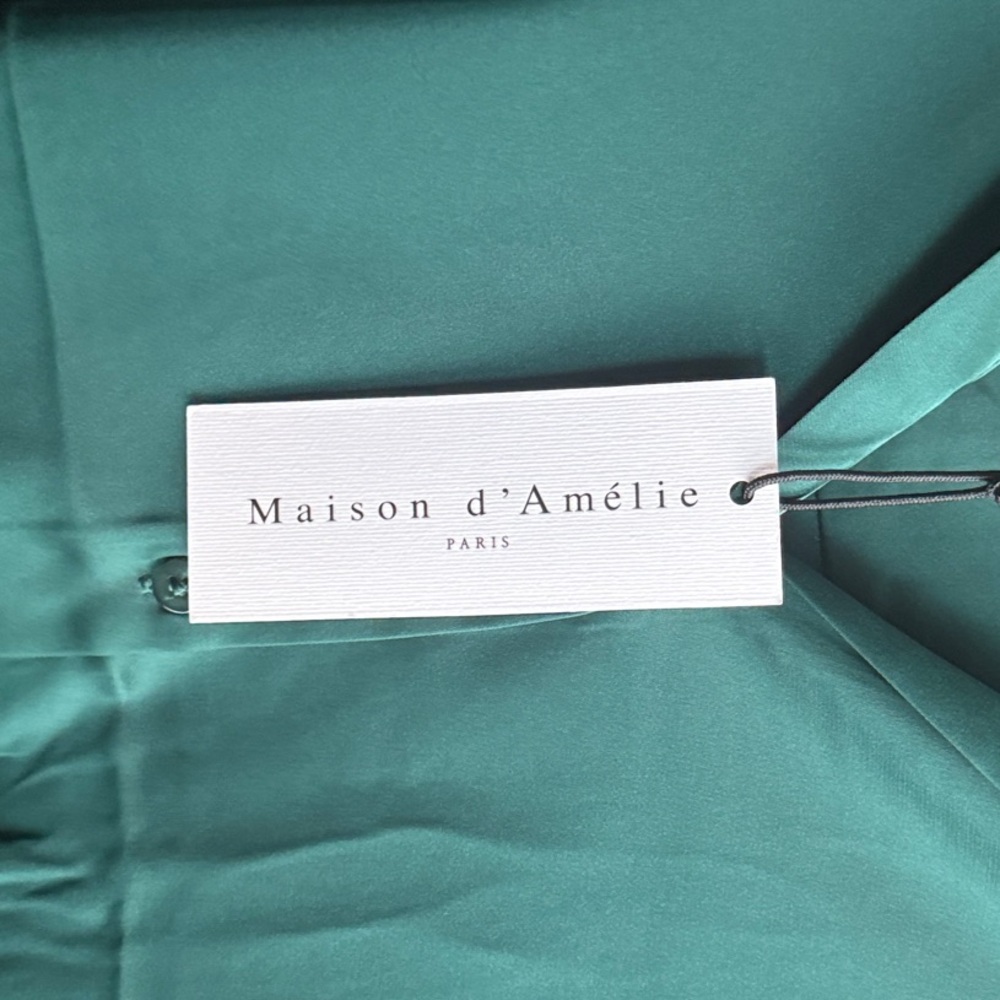 Emerald Satin Button-Down Blouse - Lightweight Re… - image 2